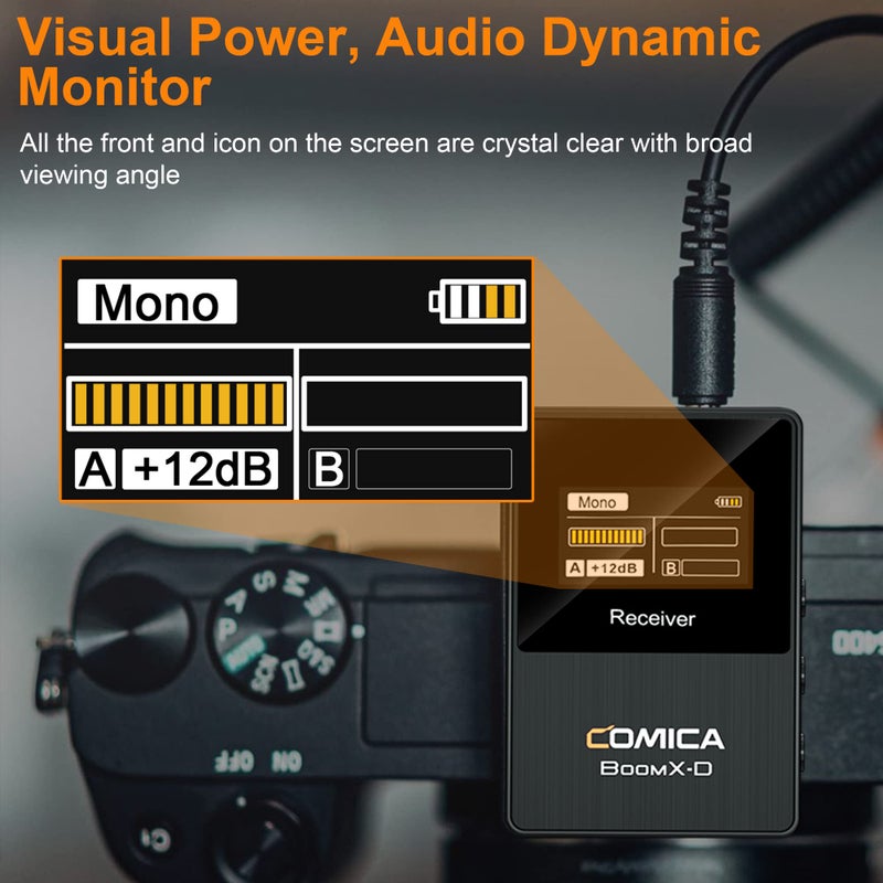 COMICA BoomX-D1 - Wireless Microphone System for Cameras, Camcorders, Smartphones, Laptops, Compact Wireless Lavalier Lapel Microphone with Noise Reduction, Low Latency, Monitoring, Muting - Image 2